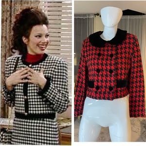 Lisa Petites Nanny Princess Di Red Black Houndstooth Blazer Chanel Style Boucle